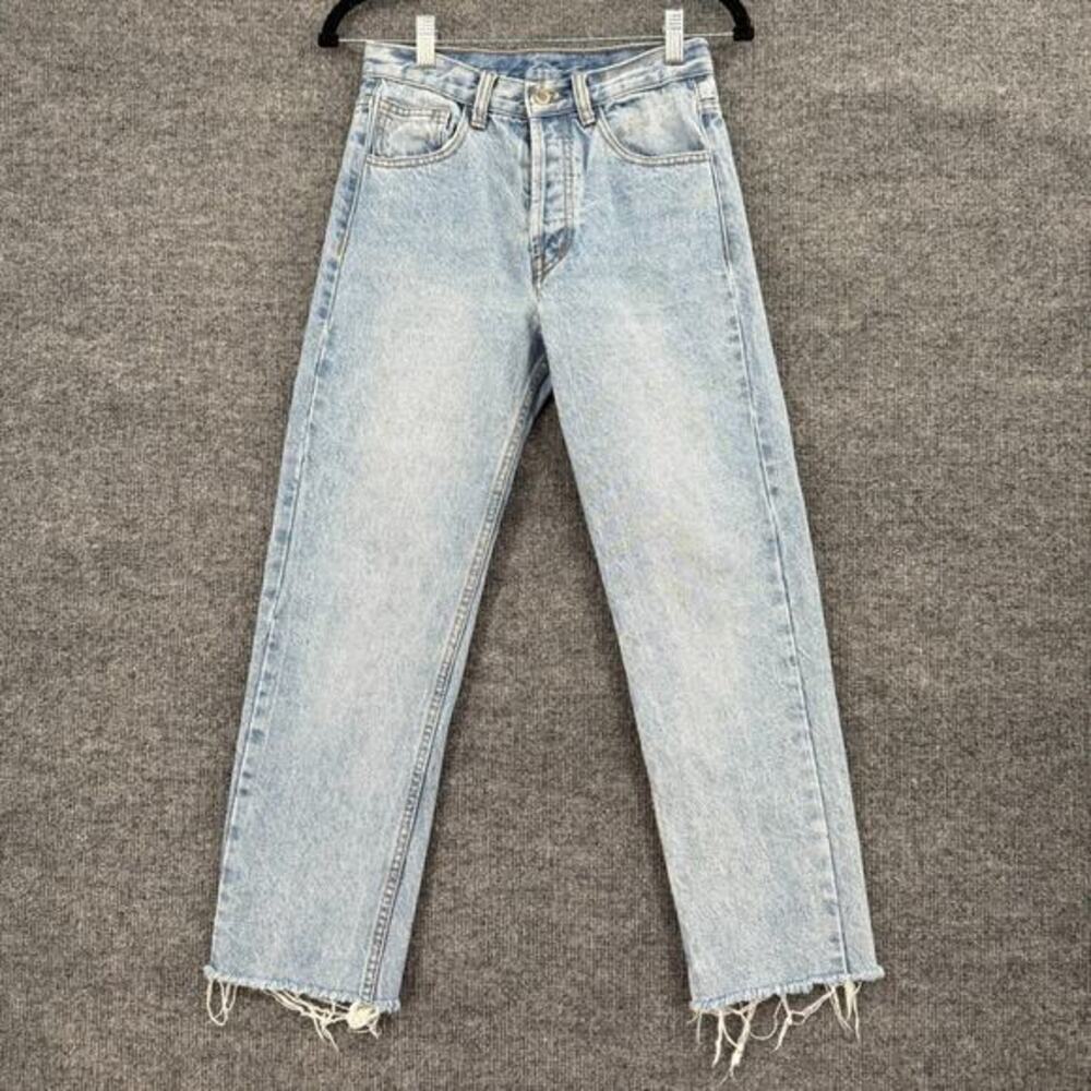 John Galt Brandy Melville Jeans Size XS Light Wash Straight Button Fly Raw Hem